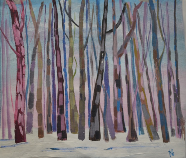 A piece of patient art depicting trees.